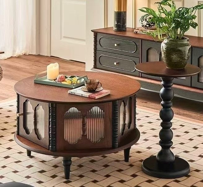 Round Storage Coffee Table Support Customization